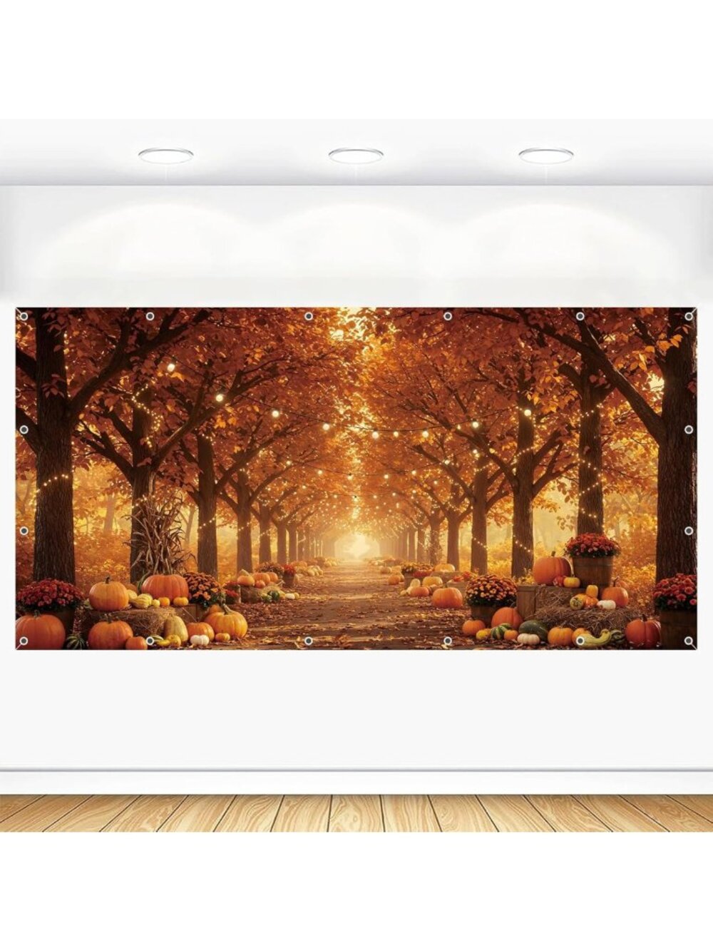 Autumn Forest Pumpkin Backdrop 20x10ft for Thanksgiving Party & Photography